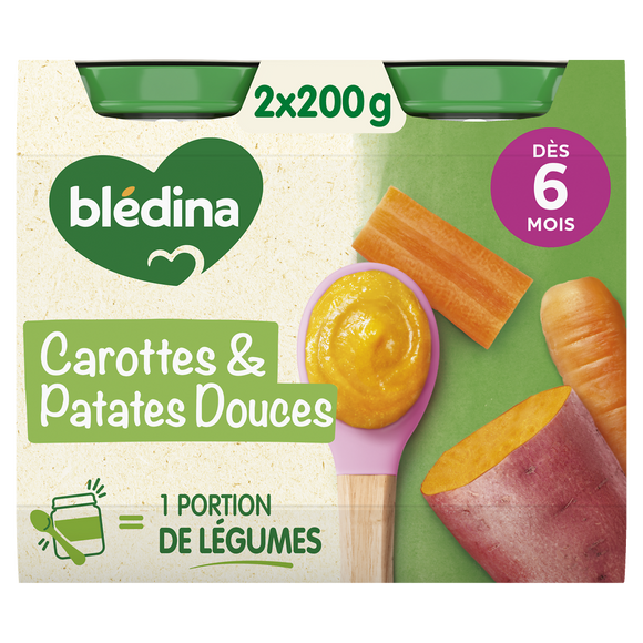 BLEDINA - Purée carottes patates douces, de 6 à 12 mois - 2x200g