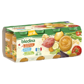 Jardinière de Légumes Poulet x4/Ratatouille Riz Colin x2 Carotte patate douce x2 dès 8 mois BLEDINA 8x200g