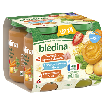Petits pots bébé légumes viandes poissons dès 6 mois BLEDINA 4x200g