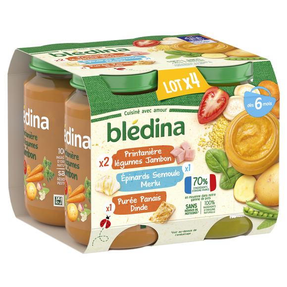 Petits pots bébé légumes viandes poissons dès 6 mois BLEDINA 4x200g