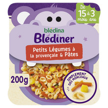 BLEDINA BLEDINER - Plat bébé soir morceaux légumes pâtes, dès 15 mois-200g - Repas bébé