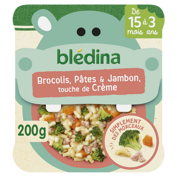 BLEDINA BLEDIDEJ - Brocolis, Pâtes, Jambon & touche de Crème, dès 15mois - 200g