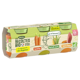 Petits pots bébé bio carotte haricots vert patate douce dès 4-6 mois LES RECOLTES BIO BLEDINA 3x130g