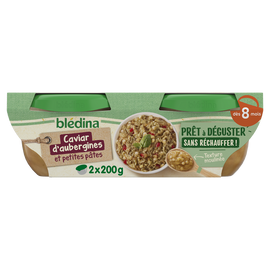 Caviar d'aubergine et petites pâtes dès 8 mois BLEDINA 2x200g