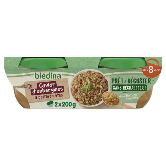Caviar d'aubergine et petites pâtes dès 8 mois BLEDINA 2x200g