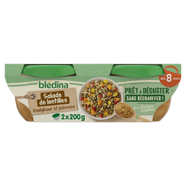 Salade de lentilles boulghour et poivrons dès 8 mois BLEDINA 2x200g
