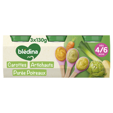 BLEDINA - Purée de légumes, dès 4 mois - 3x130g