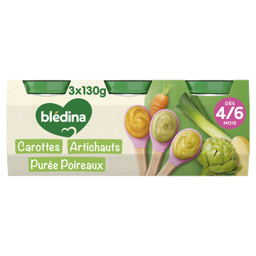 BLEDINA - Purée de légumes, dès 4 mois - 3x130g