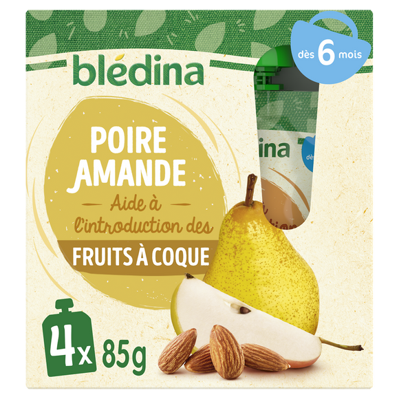 BLEDINA Gourdes Poires Amandes 4x85g dès 6 Mois