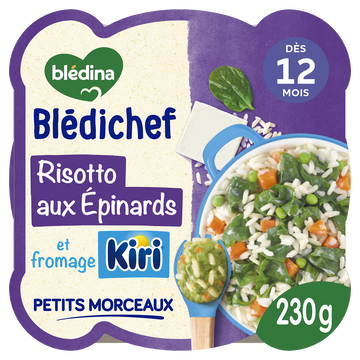 BLEDINA BLEDICHEF - Plat bébé du midi Risotto aux épinards et fromageKiri, dès 12 mois - 230g