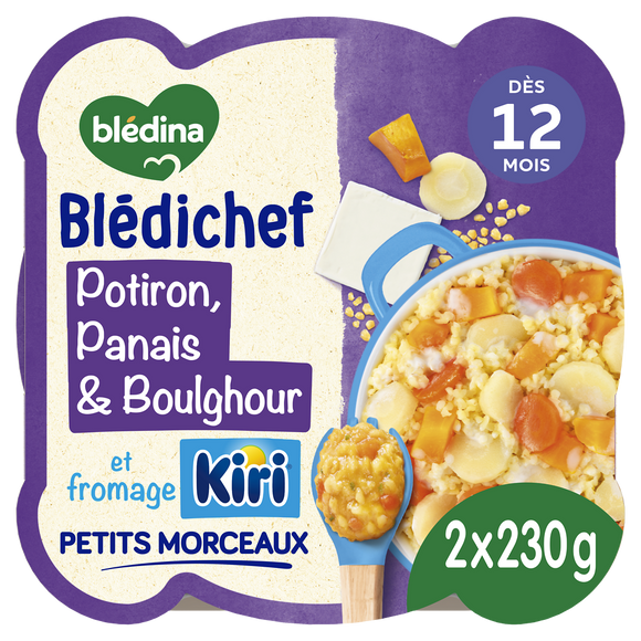 BLEDINA BLEDICHEF - Crémeux de potiron et panais boulghour et fromagekiri, dès 12 mois - 2x230g