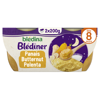 BLEDINA BLEDINER - Plat Bébé Panais Butternut Polenta BlédinerBledina,dès 8 mois - Les 2 pots de 200g
