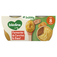 BLEDINA BLEDIDEJ - Plat bébé du midi Parmentier de carottes & boeuf, dès 8 mois - 2x200g