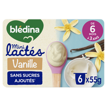 BLEDINA - Dessert lacté bébé vanille Mini Lactés dès 6 mois - 6x55g
