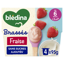 BLEDINA - Dessert brassé bébé fraise dès 6 mois - 4x95g
