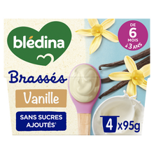 BLEDINA -Dessert brassé bébé vanille dès 6 mois - 4x95g