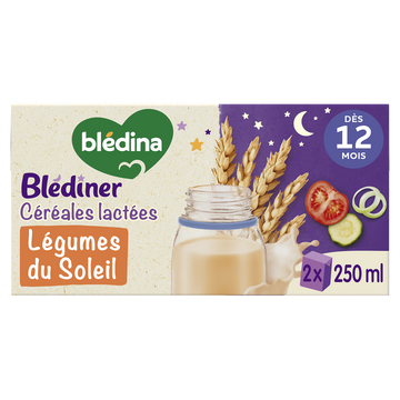 Céréales lactées Blédiner légumes du Soleil dés 12 mois BLEDINA 2x250ml