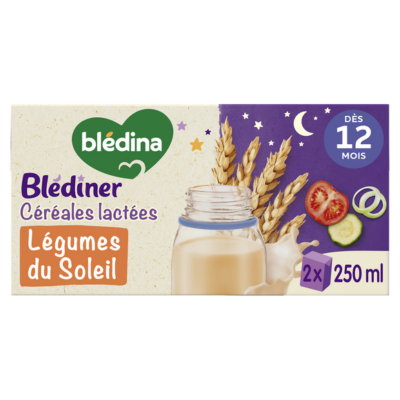 Céréales lactées Blédiner légumes du Soleil dés 12 mois BLEDINA 2x250ml