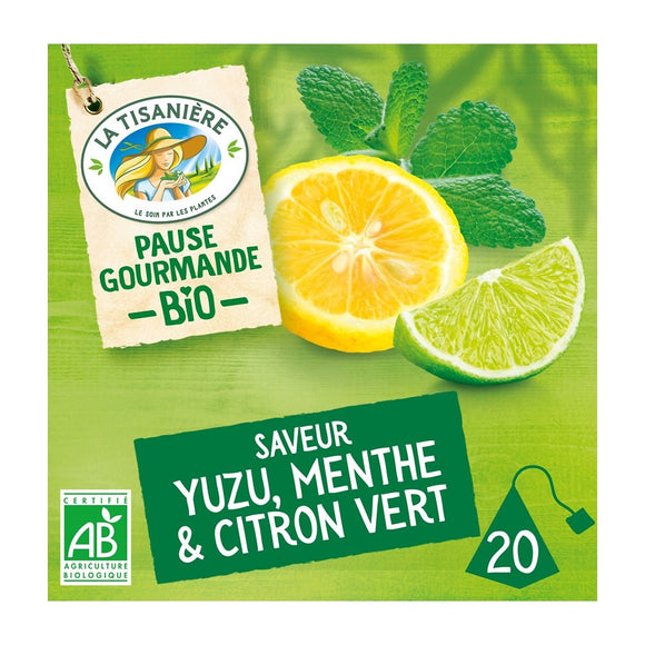 Infusion Pause gourmande bio yuzu menthe & citron LA TISANIERE, x20sachets, 30g