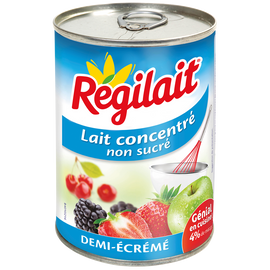 Lait concentré non sucré demi écrémé REGILAIT, 410g