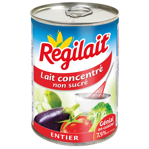 Lait concentré non sucré entier REGILAIT, boîte 410g