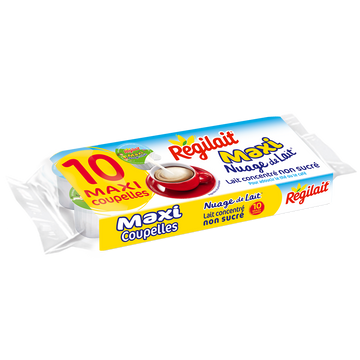 Lait concentré non sucré "Nuage de Lait" REGILAIT, 10 maxi coupelles,140g