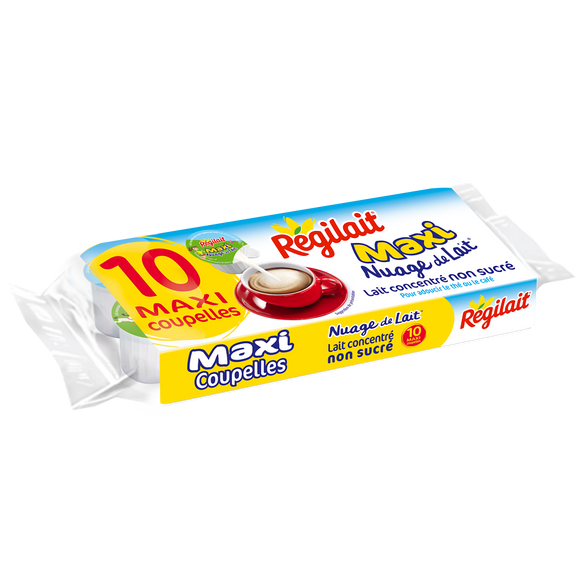 Lait concentré non sucré "Nuage de Lait" REGILAIT, 10 maxi coupelles,140g