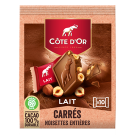 Chocolat au lait noisettes entières COTE D'OR - Paquet de 10 carrés de200g