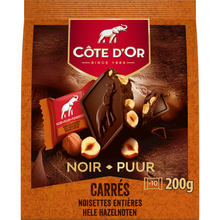 Carrés chocolat noir noisettes entières, COTE D'OR, 200g