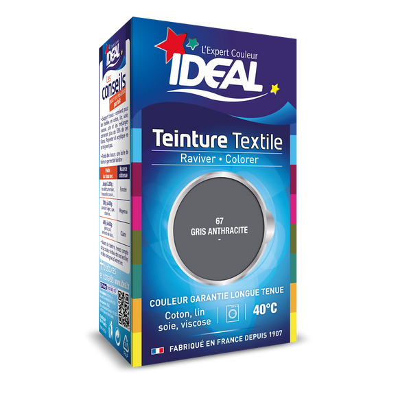 Teinture liquide pour tissus gris anthracite IDEAL
