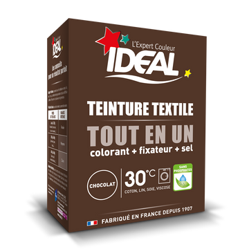 Teinture textile tout en 1 mini chocolat IDEAL, paquet de 230g