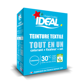 Teinture textile tout en 1 mini turquoise IDEAL, paquet de 230g