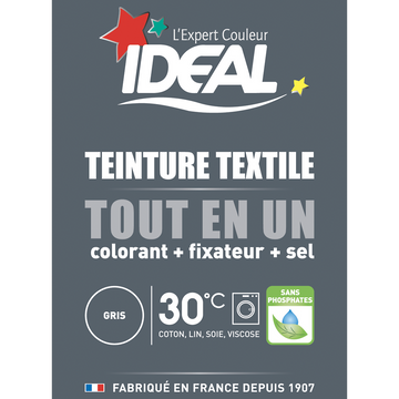 Teinture textile tout en 1 mini gris IDEAL, paquet de 230g