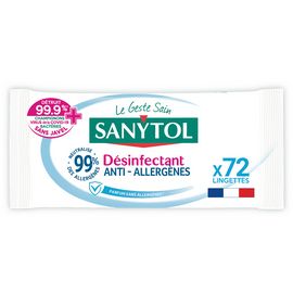 Lingettes multi-usages désinfectantes anti-allergènes SANYTOL, 72 lingettes