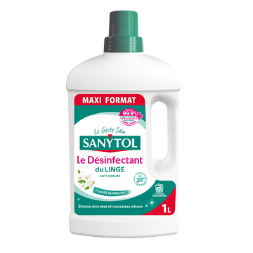 Désinfectant du linge senteur fleurs blanches, SANYTOL, flacon de 1l