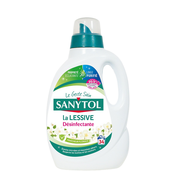 Lessive désinfectante fraicheur floral SANYTOL 1,700ml 34 lavages