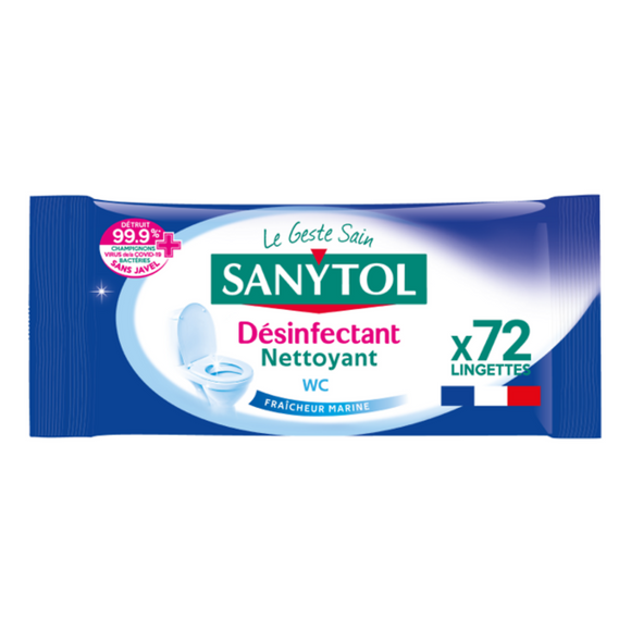 Lingettes désinfectantes wc SANYTOL, x72