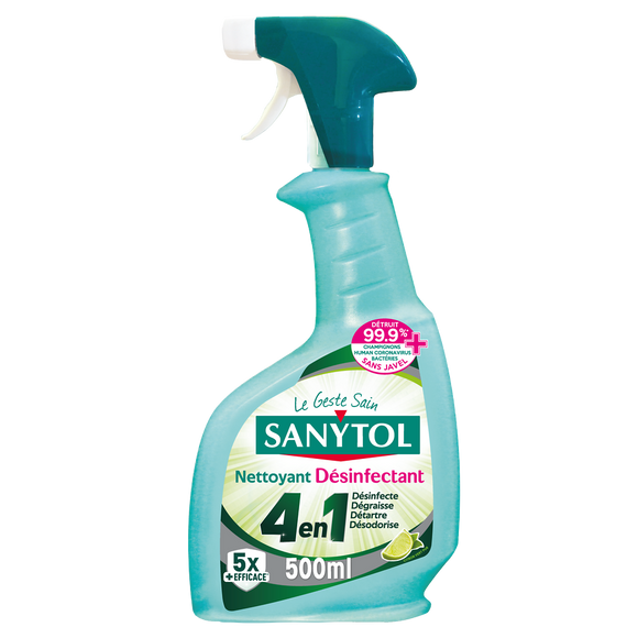 Nettoyant désinfectant fresh SANYTOL 4 actions protection, spray de 500ml