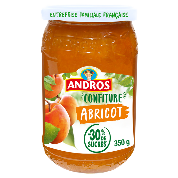 Confiture allégée d'abricot ANDROS, 350g