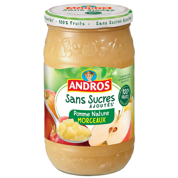 Dessert fruitier de pomme avec morceaux sans sucres ajoutés ANDROS, 695g