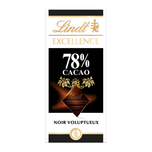 Chocolat noir corsé 78% LINDT EXCELLENCE, Tablette de 100g