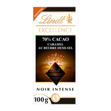 Excellence chocolat noir caramel beurre demi-sel LINDT, tablette 100g