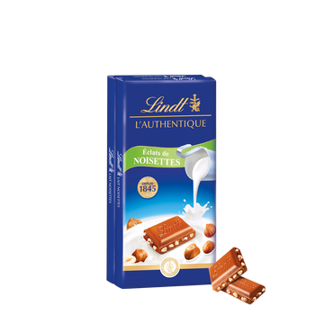 Lindt Tablette de chocolat MAÎTRE CHOCOLATIER Lait Noisettes 100g - Lot de 2