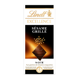 Chocolat noir sésame grillé LINDT EXCELLENCE, Tablette de 100g