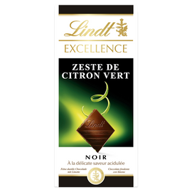 Chocolat noir au zeste de citron vert EXCELLENCE LINDT, Tablette de 100g