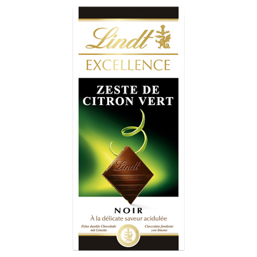 Chocolat noir au zeste de citron vert EXCELLENCE LINDT, Tablette de 100g