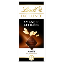 Chocolat noir et amandes effilées EXCELLENCE LINDT, Tablette de 100g