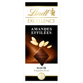 Chocolat noir et amandes effilées EXCELLENCE LINDT, Tablette de 100g