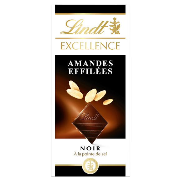Chocolat noir et amandes effilées EXCELLENCE LINDT, Tablette de 100g