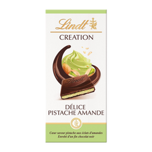 Chocolat noir pistache amande Création délice LINDT Tablette de 150g